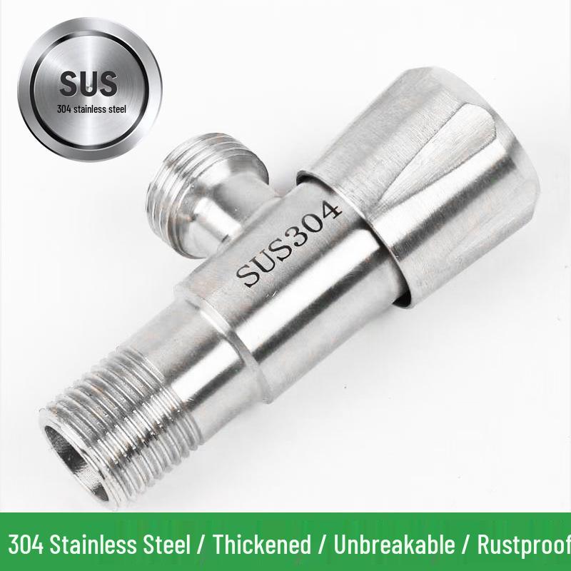 304 Stainless Steel Angle Valve for Toilet: Hot and Cold Water Valve Switch with 4-Point Eight-Character Stop Valve for Water Heater.