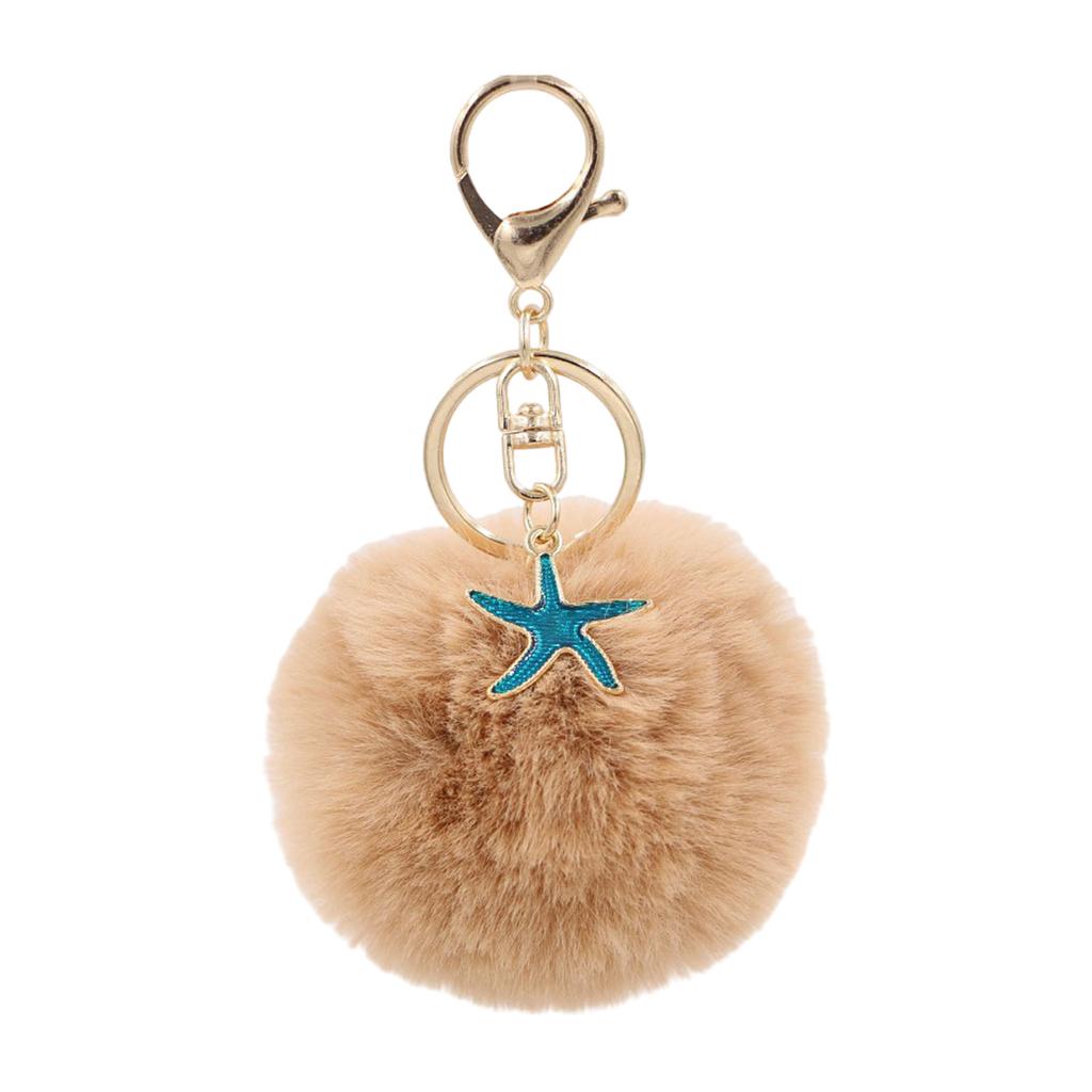 Soft Plush Starfish Keychain Accessory Durable Starfish Furry Sphere Keychain Key Chain Accessory for Fashion Lovers
