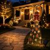 Metal Christmas Garden Decor Gingerbread Solar Light, Waterproof Outdoor Yard Light with Warm Festive Stake Lights Waterfall LED, Pathway Lamp