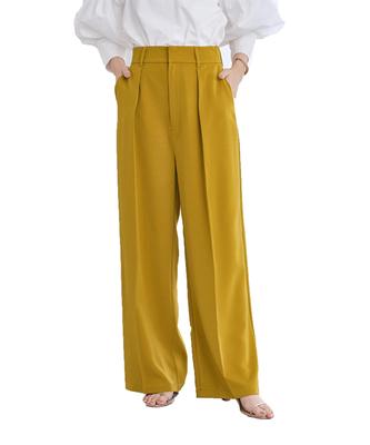 Yours Wide Pants BDXN1808 Camel One-Tuck High-Waist S,