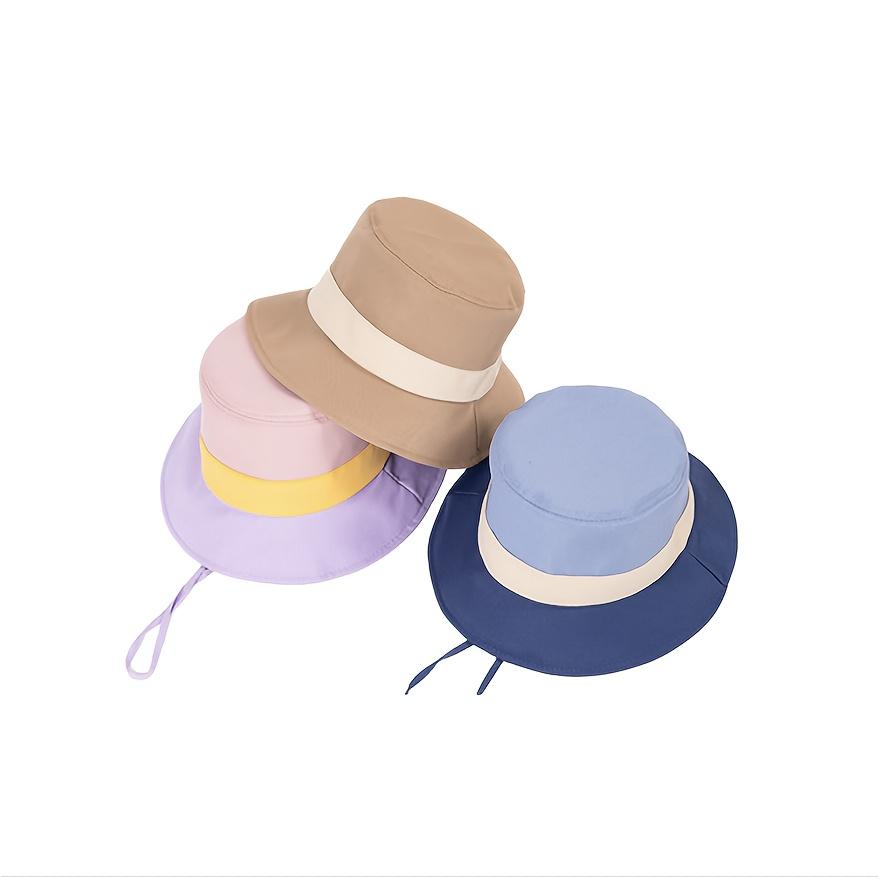 Summer Sun Hat Sunshade Baby Boy Girl Wide Brim Panama Hiking Hat Adjustable Windproof Outdoor Travel Beach Toddler Bucket Hat