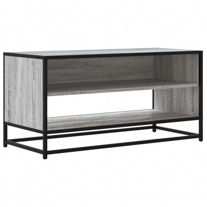VidaXL Meuble TV sonoma gris 91x40x46 cm bois d'ingénierie et métal, banc TV, meuble hifi, centre de divertissement, buffet 848887