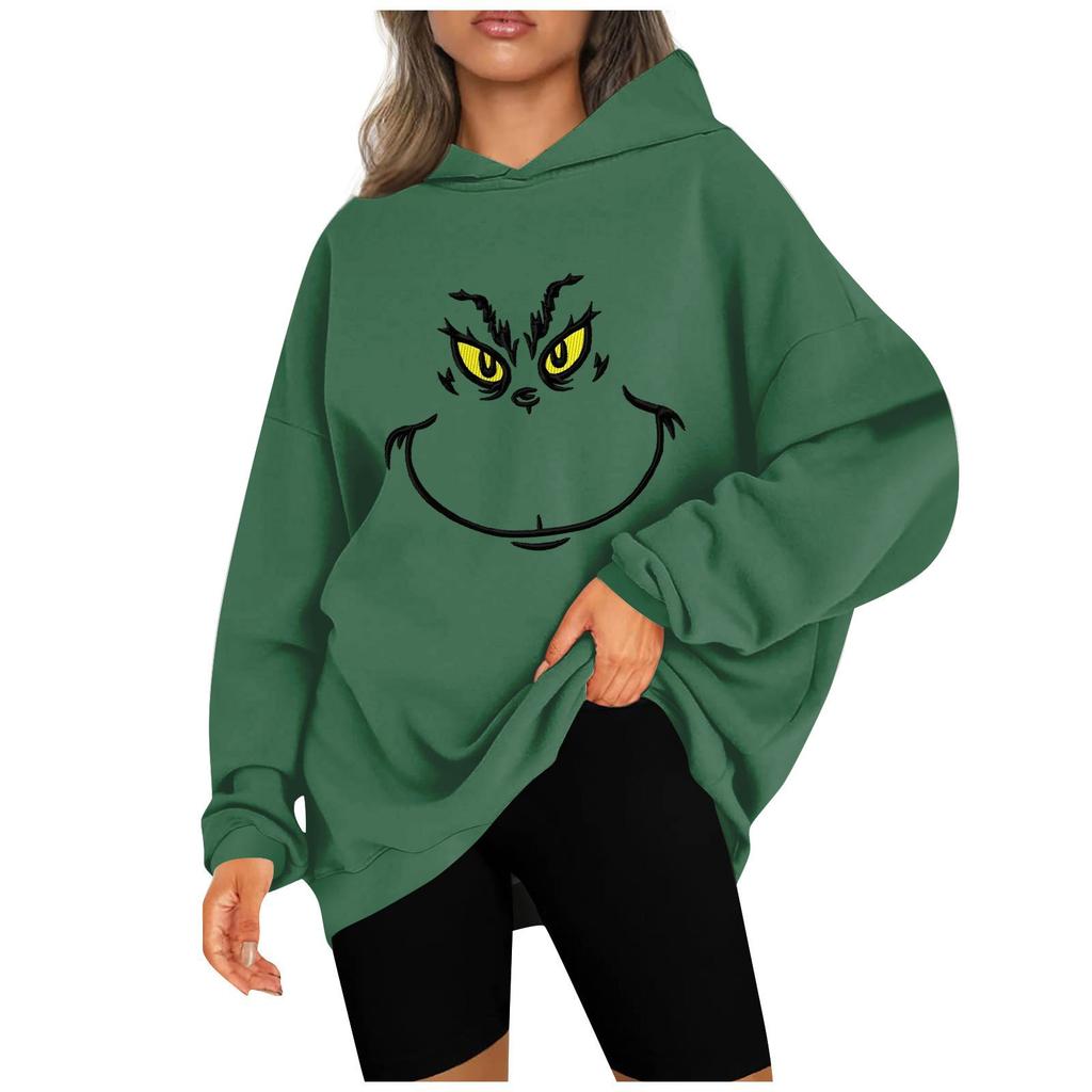 Women's Fashion Casual Hooded Sweatshirts Long Sleeve Christmas Printed Sweatshirts Top