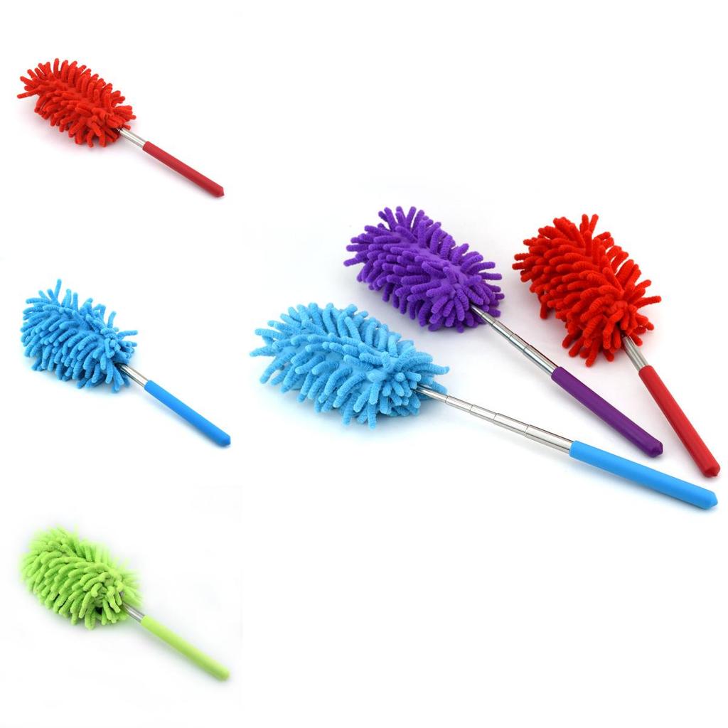 Stainless Steel Extendable Duster With Synthetic Fiber Head For Home Cleaning