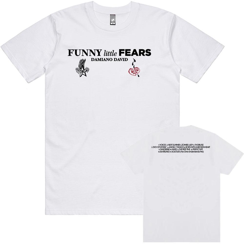 FUNNY Little FEARS Album 2025 Tričko Album 2025 Tričko Zpěvák DAMIANO DAVID Potisk Trička Bavlna Měkké Kulatý Výstřih Tričko Pánské Streetwear Unisex