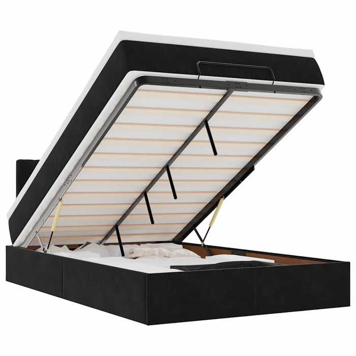Maison Exclusive - Lit ottoman avec matelas et LED noir 120x190 cm velours