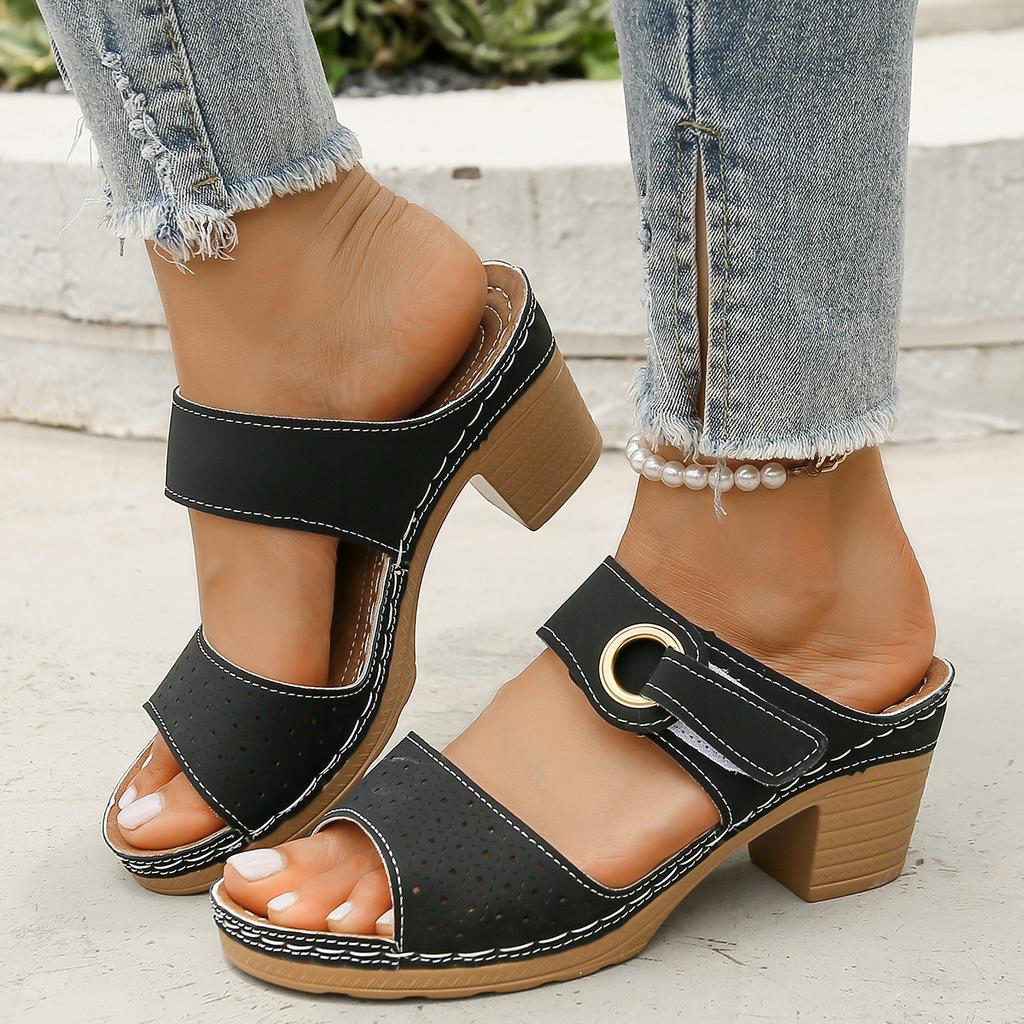 Women Sandals Summer Simple Solid Color Anti-Slip Sandals Daily Casual Vacation Beach High Heels Shoes Women Zapatos De Mujer