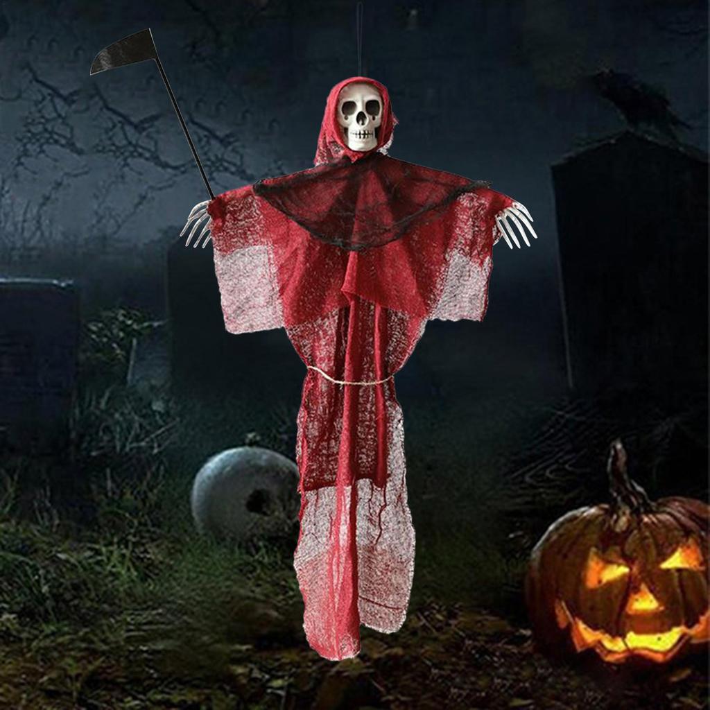 Ghost Halloween Decor Ghost Outdoor Decor Scary Sickle Ornaments for Mantel Tabletop Classroom Porch Garden Patio Window Bedroom