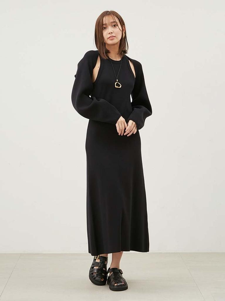 Mira Owen Amesuri Knit Narrow Dress 09WNO251172BLK1