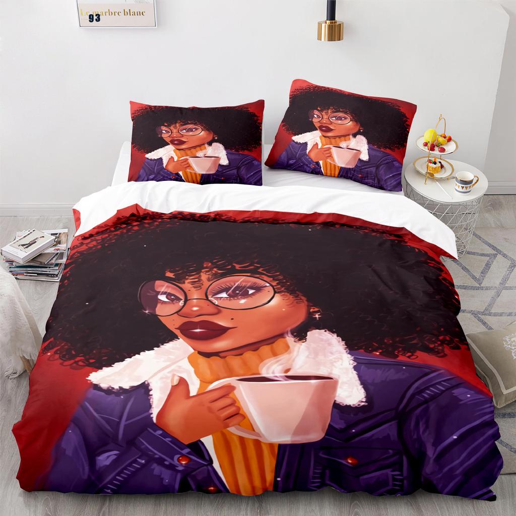 Home Textile Girl Quilt Cover Digital Printing Three-Piece Set 3D