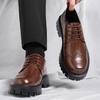 Leather Shoes Men's 2025 New Autumn Fashion Men's Casual Brock British Casual Wedding Groom Shoes