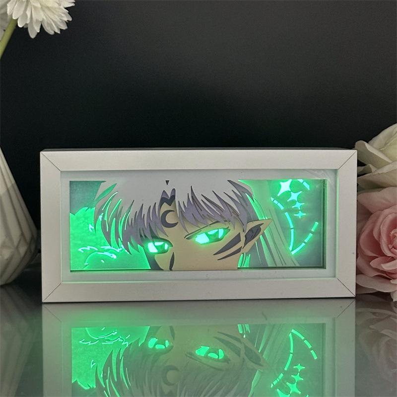 Inuyasha LED Light Box Anime Peripherals Bedroom Decor Night Lamp Multiple Colors Luminous Toys Collectible Desk Model Gifts