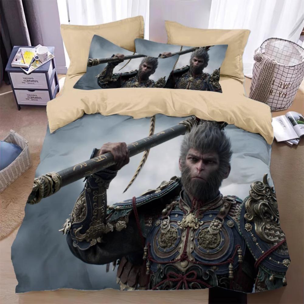 

черный набор для спальни из 2/3 предметов с обезьянками, подарок для детей и подростков, двуспальное микрофибровое пододеяльник на молнии, декор комнаты 90x200cm