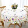 1 Piece Of Spring And Summer Floral Round And Rectangular Tablecloths, Available In Various Sizes, Floral And Butterfly Print Pattern Design, French R