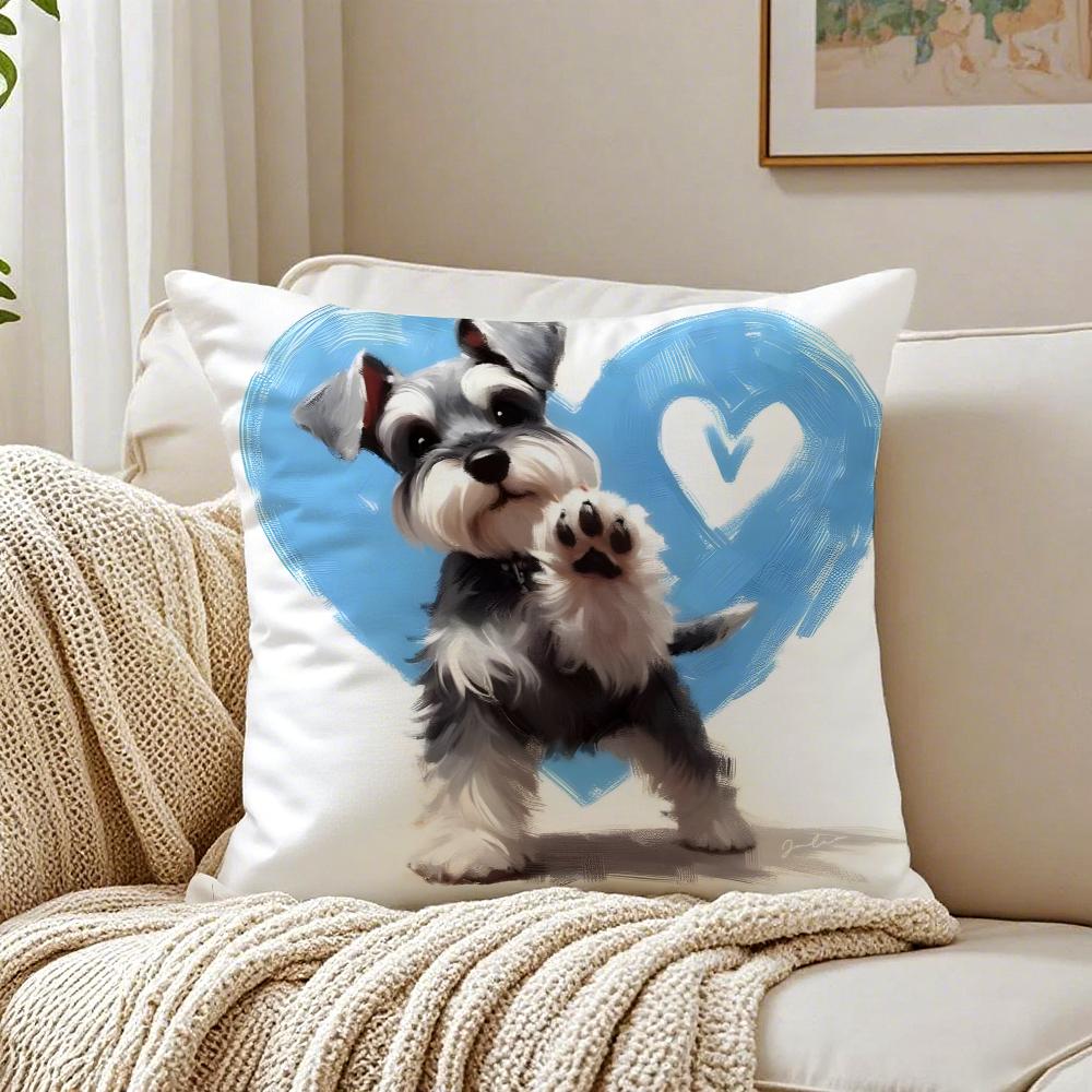 Miniature Schnauzer Pillow Cute Bearded Dog Cushion Cushion Cover Pillowcase Anti-Dustmite Living Room Sofa Decor Cushion Room