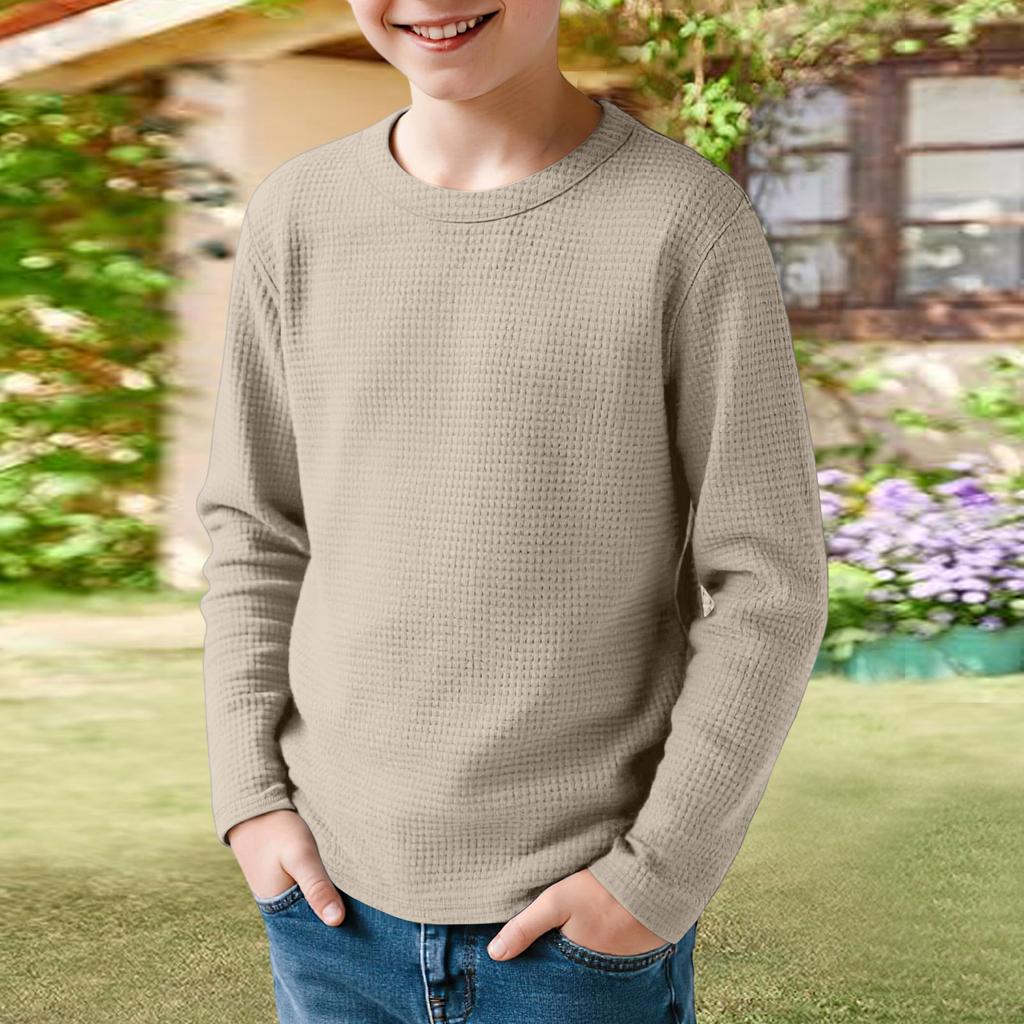 Kids Sweatshirt Boys Long Sleeve Shirts Soild Casual Pullover Shirt Outdoor Fall Clothes For Teen Boy
