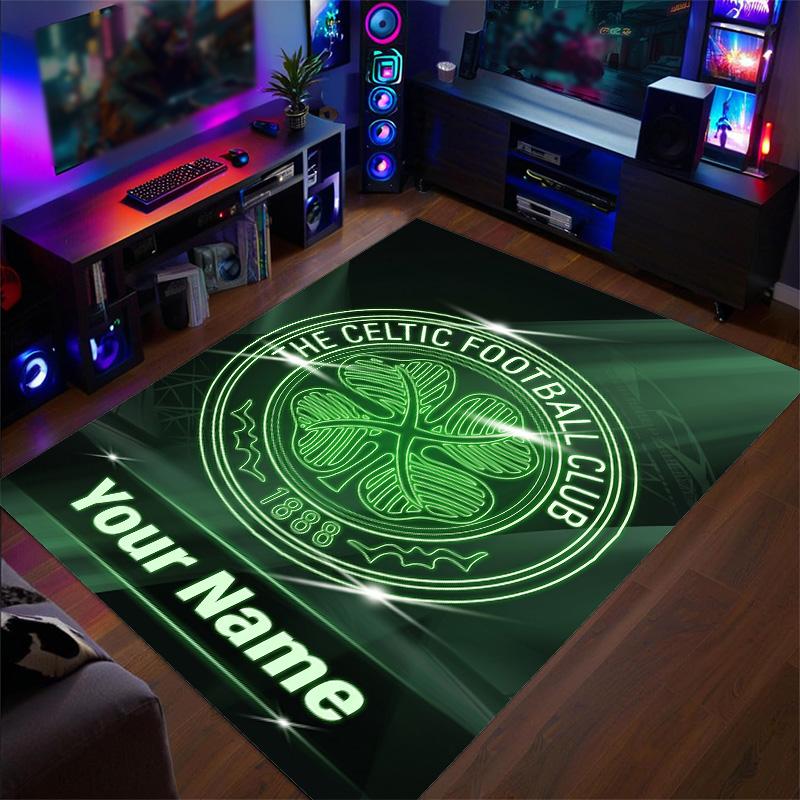 Crystal Velvet Rug Celtic FC Print Custom Name Text Floor Mat Home Decor