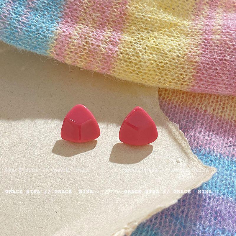 

Pink and Tender Female Daily Work Clothing Earrings Geometry Rose powder geometric stud earrings