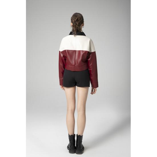 Women's Coat Wm053 Crop Genuine Leather Women's Coat