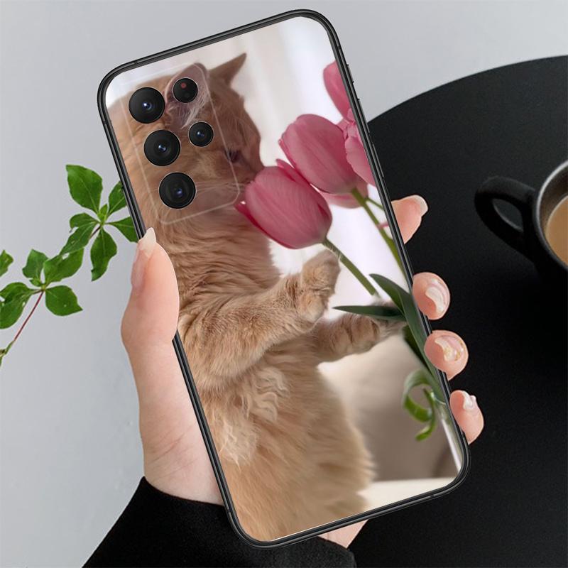 Phone Case For Samsung A17 A55 A16 A56 A35 A15 A53 A54 A33 A34 A25 A05S A52 A52S A07 A26 A06 Flower Cats
