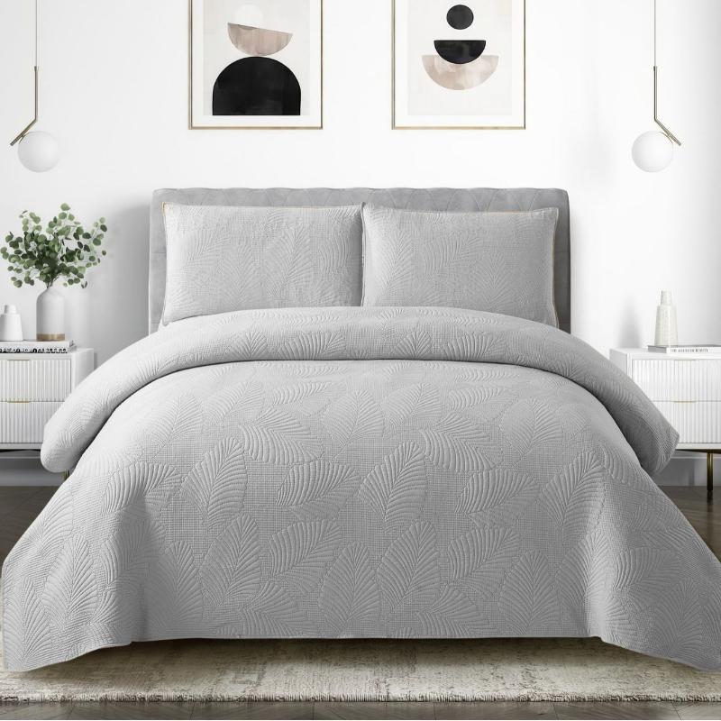 CHAUSUB Queen Size Quilt Set 220x240cm Ultrasonic Quilted Bedspread & Coverlet Summer Lightweight Comforter Blanket for Bed