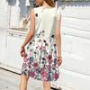Women Summer Dresses Sleeveless Casual Loose Swing Button Down Midi Sundress With Pockets