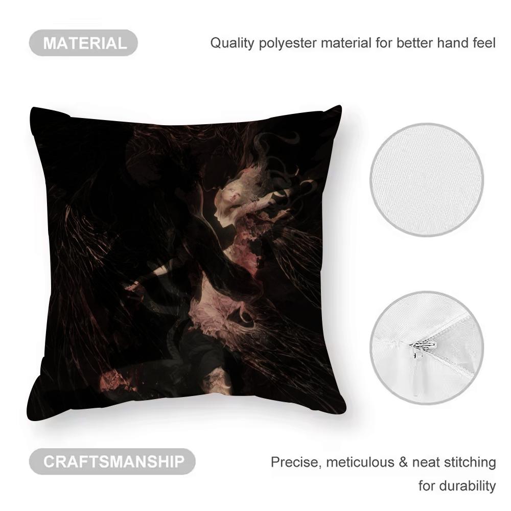 Angels And Demons Cushion Cover Anti-dustmite Pillowcase Invisible Zipper Silky Short Plush Sofa Cushion Cover