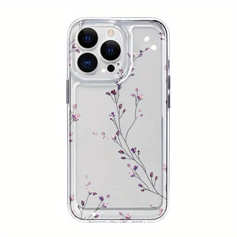 Dried Purple Flower Phone Case For iPhone 17 Air 16E 16 15 14 11 Pro Max Plus 13 12 Mini 8 7 X Transparent Shockproof Cover