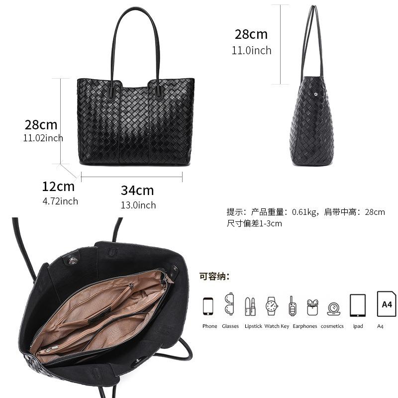 Woven Cowhide Women's Bags, Genuine Leather New Large-capacity Tote Bags, Casual Commuting Shoulder Handbags.