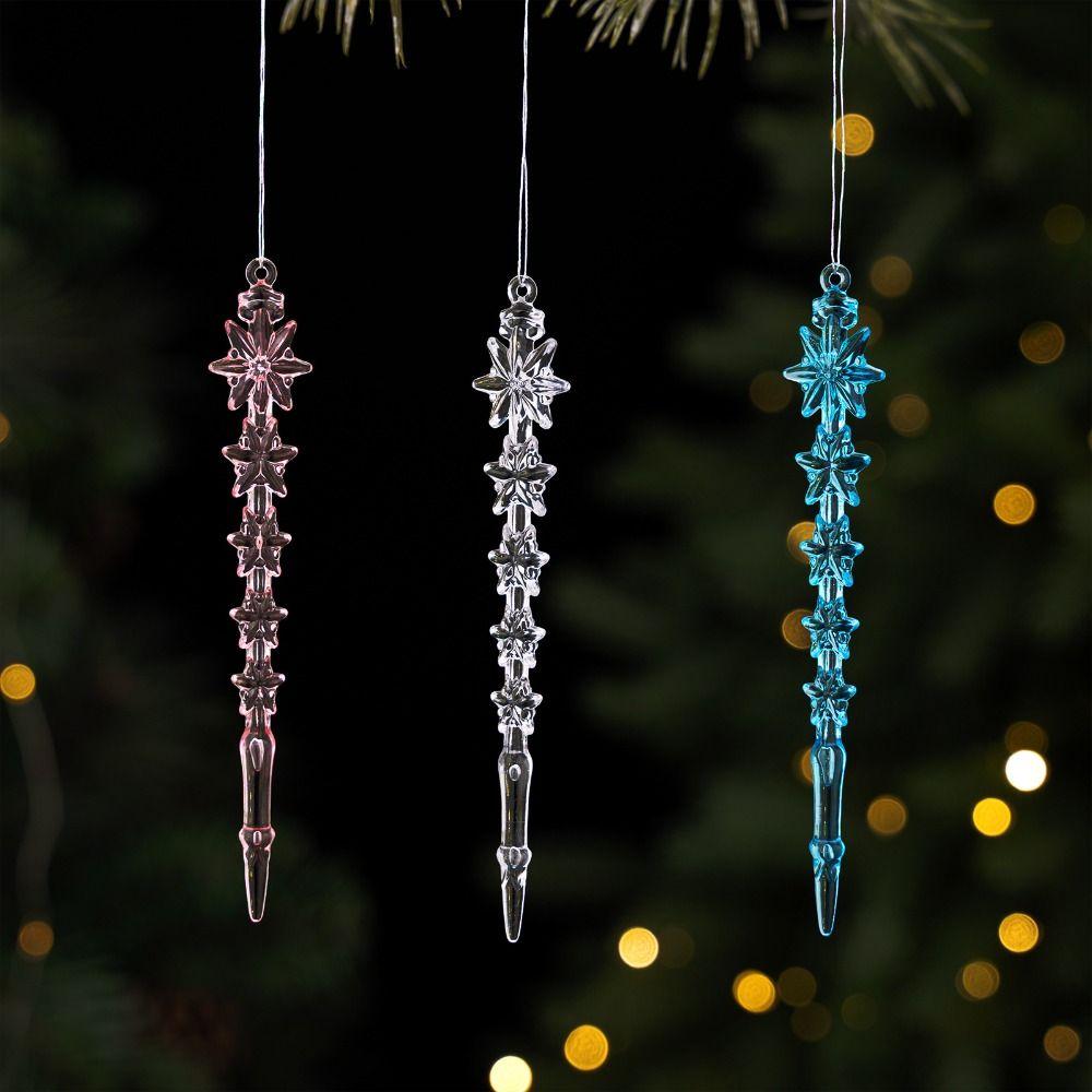 12Pcs Acrylic Christmas Ornaments Snowflake Ornaments Christmas Tree Ornaments Holiday Home Decor