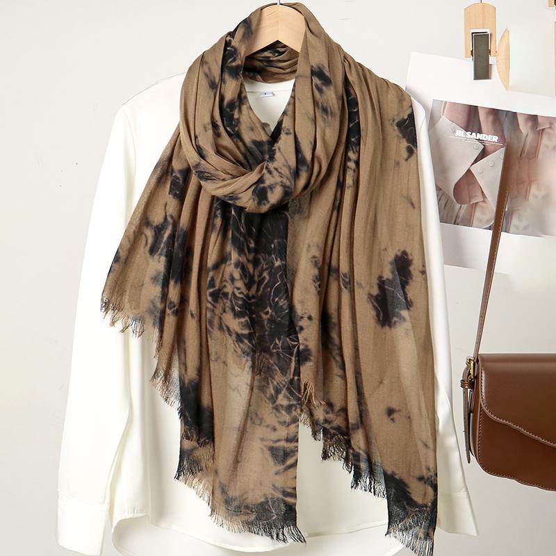 Novo Lenço Hijab Ombré Tie-dye de Algodão Viscose para Mulheres Muçulmanas, Xales Longos, Lenços de Cabeça Islâmicos, Envoltórios, Faixa de Cabeça, Véus Eid, Foulard 185*70cm