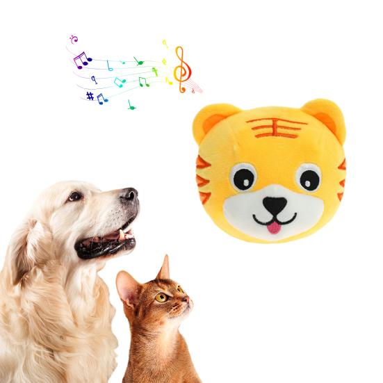 Interaktiver, bellender Plüsch-Hundespielzeugball, integrierter Musik-Sound, der über USB wiederaufladbar ist, abnehmbares, springendes Hundespielzeug