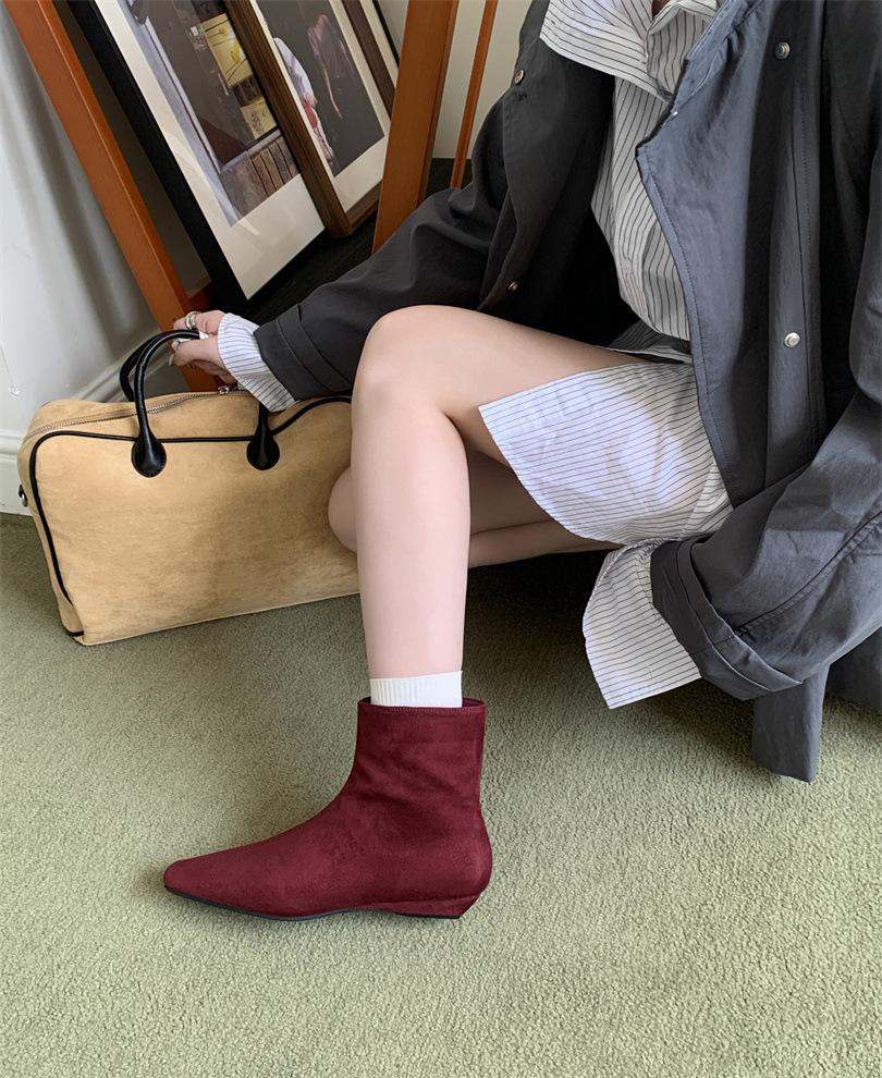 2025 Autumn and Winter New Fashion Versatile Thick Heel Suede Korean Small Ankle Boots Women's Shoes Versatile Low Heel Thin Boots