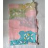 Used Japanese accessories Sakura pure silk obi sash, quail crepe two-color cloud pattern iris cloisonne [peach x light blue x light green]