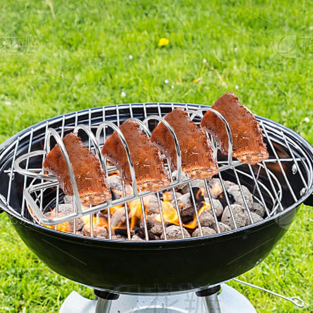 Grilled Rib Rack Can Support 9 Rows Of Ribs Air Fryer Stainless Steel Barbecue Grill Rack Non-stick Cooking Tool For Air Fryer