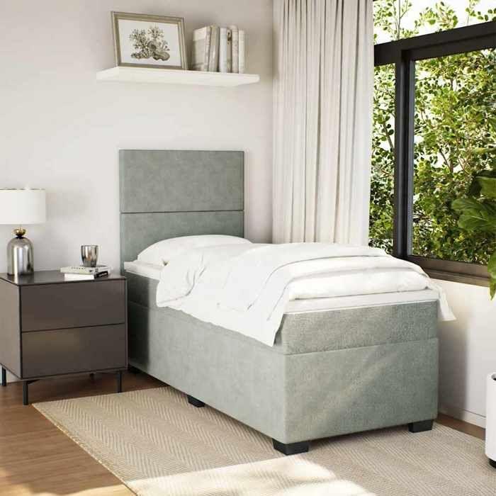 Maison Exclusive - Sommier à lattes de lit et matelas Gris clair 90x200 cm Velours