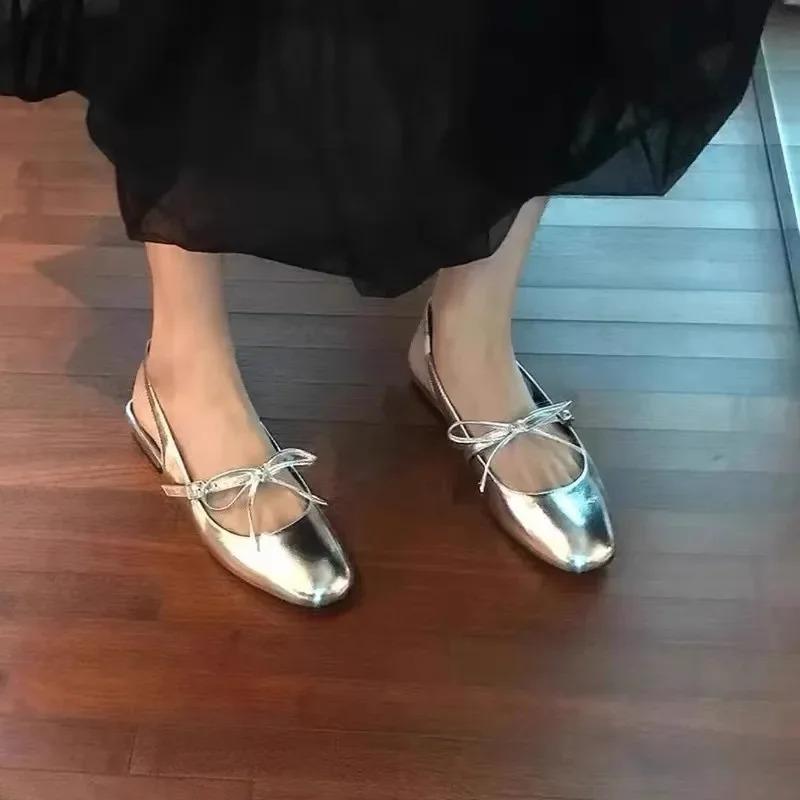 2025New Autumn Low Heels Bowknot Shallow Cut Ballet Single Shoes Women's  Shoes Ladies