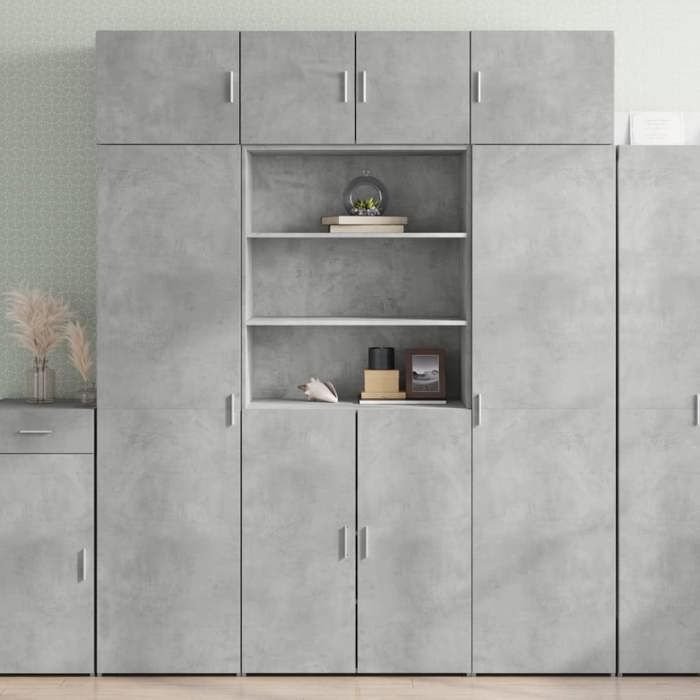 VidaXL Buffet haut gris béton 80x42,5x185 cm bois d'ingénierie, buffet, armoire de rangement, panneau latéral, armoire, 3281381