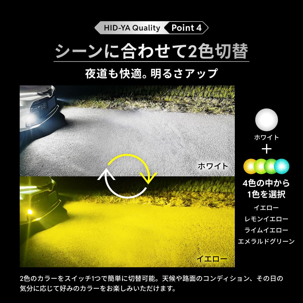 HIDya L1B LED Fog Lamp New Replacement Bulbs for Genuine Switching Yellow x White Vehicle Inspection Memory Passenger Car Bulbs, Model, Parts, 2-Color