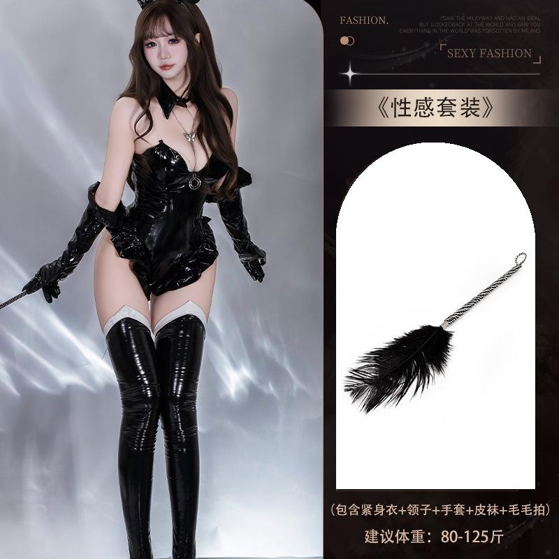 Patent Leather Bunny Girl Sex Passion Queen Sexy Charm Underwear Free Catwoman One-piece Uniform Teasing Set