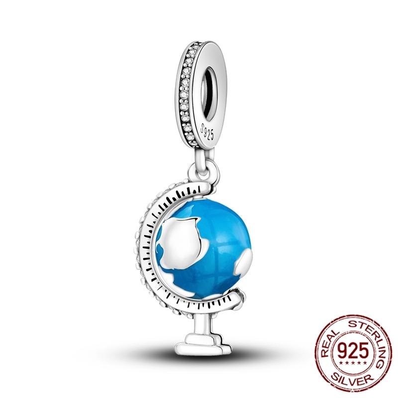 Mula Koppar Blå Resa Flygplan Berlocker Hänge Pärlor Passar Originalpan Armband Smycken För Kvinnor Diy Gåva