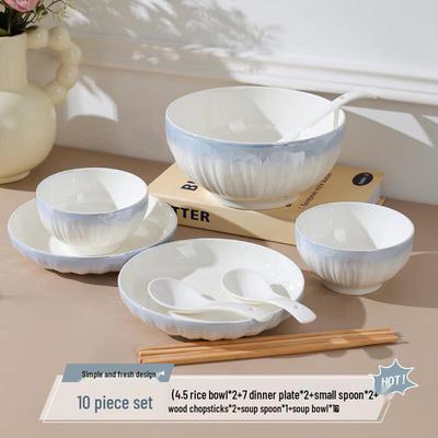 ZISIZ Rococo Gradient Blue 10-Piece Dinnerware Set