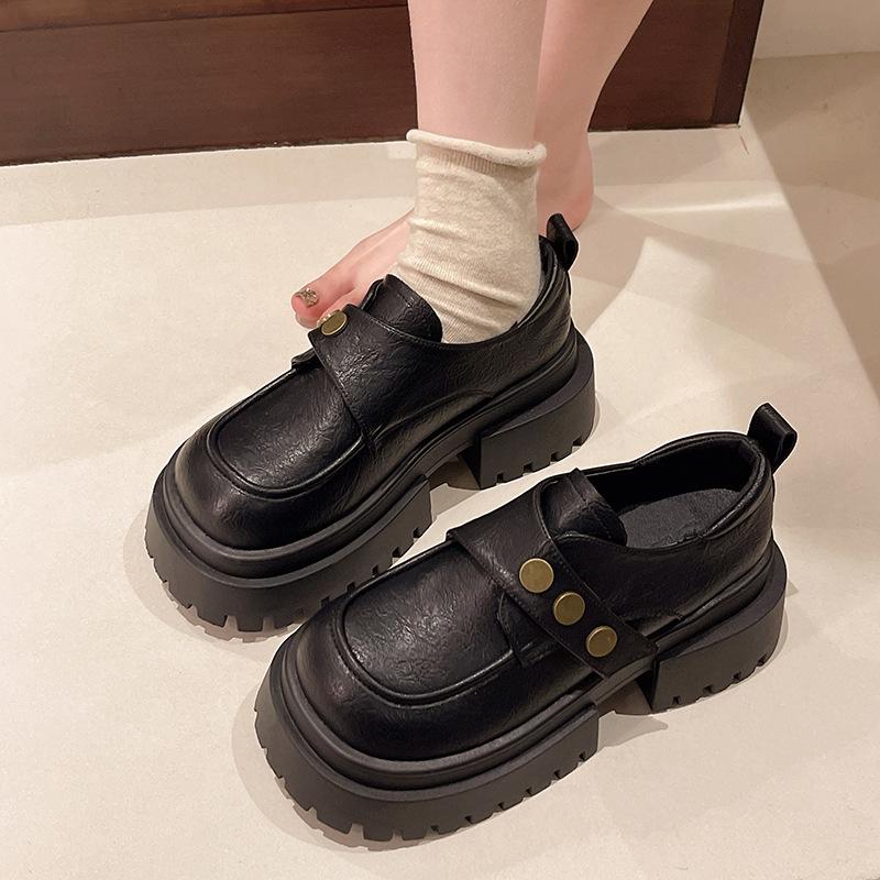 Versatile Small Leather Shoes Spring New One-pedal Women's Shoes Retro Single Shoes Platform Women