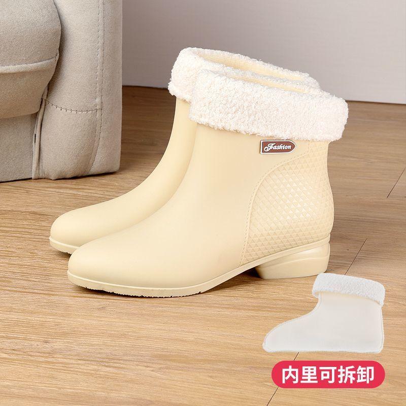2025 new fashionable women's mid-calf rain boots anti slip waterproof and warm women's shoes Winter women's boots zapatos mujer