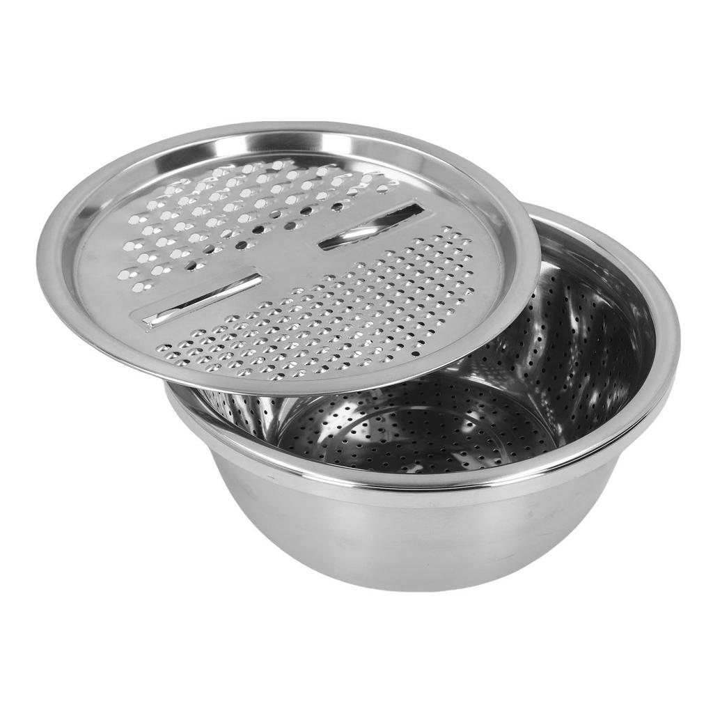 Multifunctional 201 Stainless Steel Grater Basin 3 In 1 Grater Strainer with Drain Basket Salad Maker Bowl