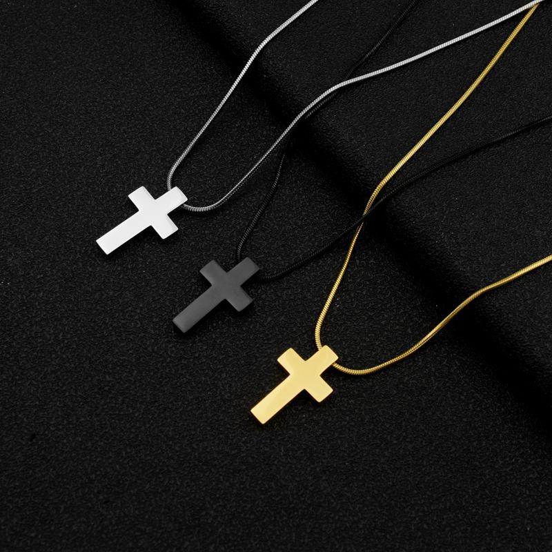 Simple fashion style mirror necklace cross collarbone chain stainless steel personalized pendant item
