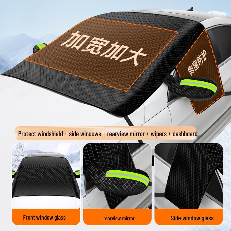 Verdickte Magnetische Wasserdichte Auto Schneeabdeckung - Vergrößerte Windschutzscheibe Halbkörper Oxford Tuch Winterschutz