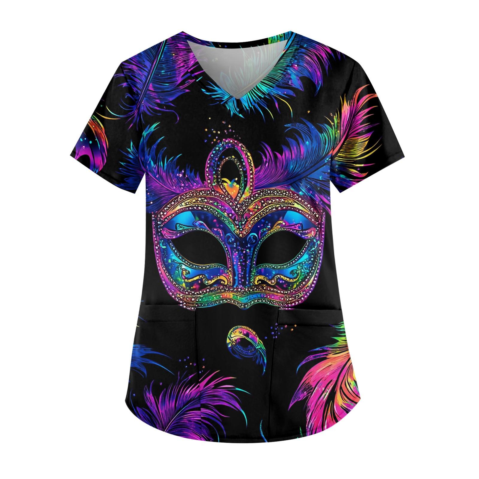 

Женские модные повседневные топы с v-образным вырезом и защитная спецодежда с принтом XL небесно-голубой