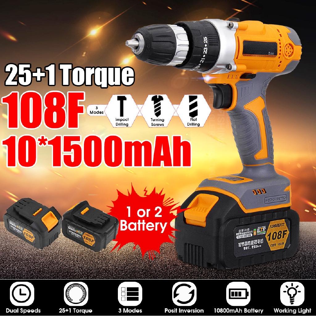 Electric Drill Wrench Screwdriver Cordless Drill 108V Double Speed Household Car Tools Rechargeable Lithium Battery New