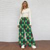 Women's Casual Christmas Print Elastic Waist Loose Fit With Plush Wide Leg Pants